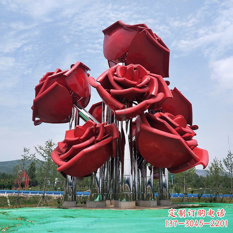 无锡精美不锈钢玫瑰花景观雕塑