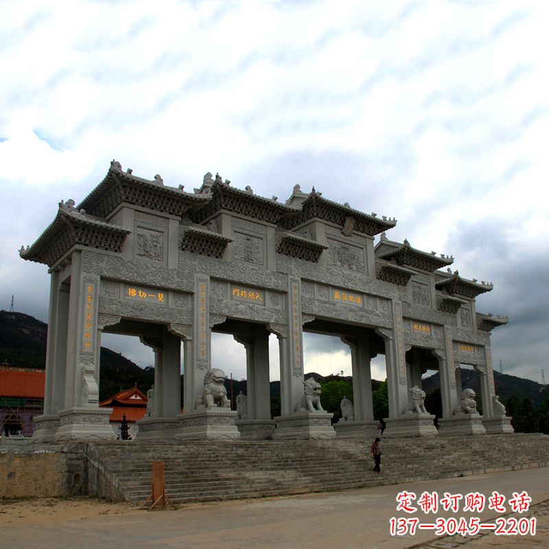 无锡大型寺庙五门石雕牌楼