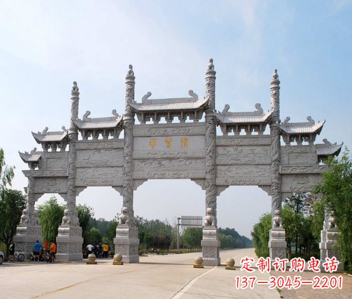 无锡大型五门道路石雕牌坊