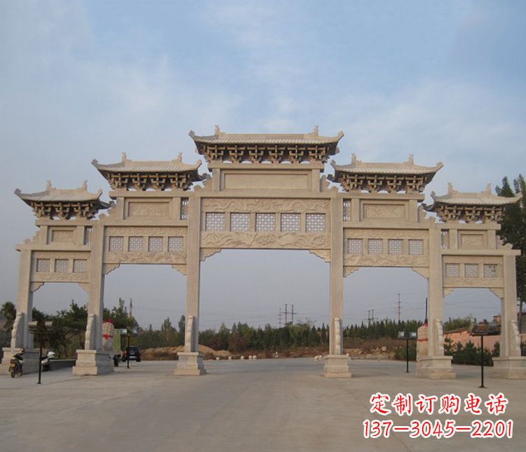 无锡大型五门牌坊石雕精美雕塑