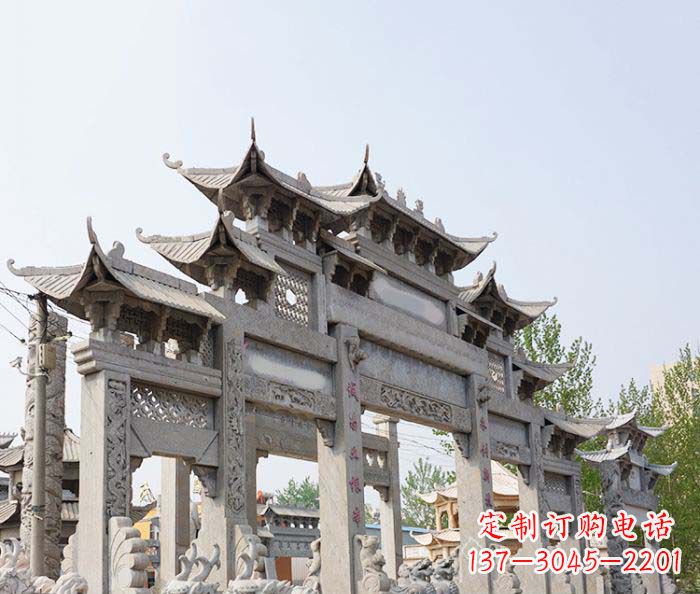 无锡大型五门石雕牌楼 (2)