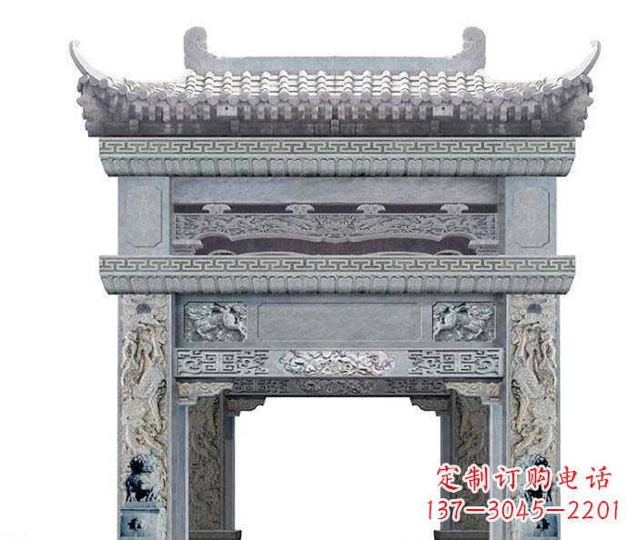 无锡单门村口石雕牌坊 (2)