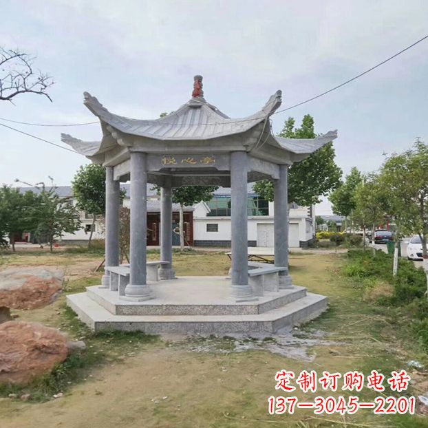 无锡单层六角石凉亭公园亭子