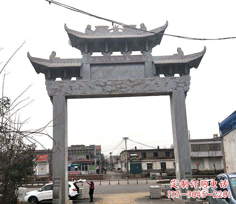 无锡单门大理石牌坊石雕_1