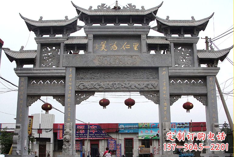 无锡单门牌坊石雕