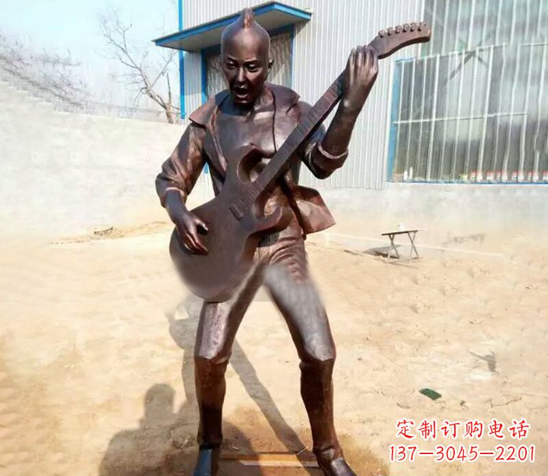 无锡精致细腻的铜吉他雕塑