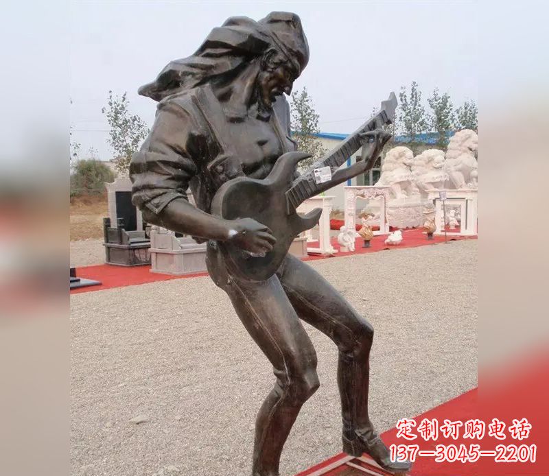 无锡弹吉他广场小品人物铜雕