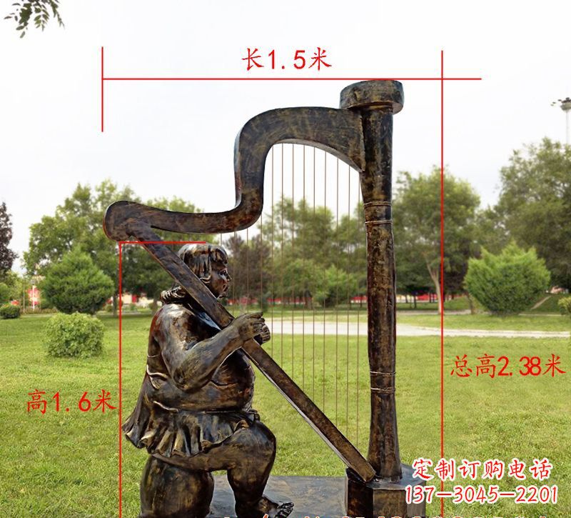 无锡手工铜制竖琴雕塑