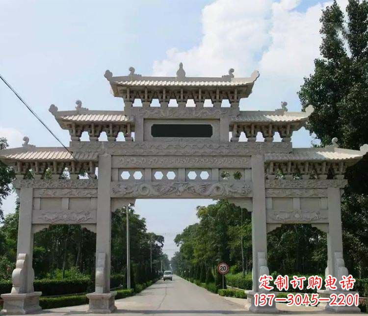 无锡道路三门牌坊石雕