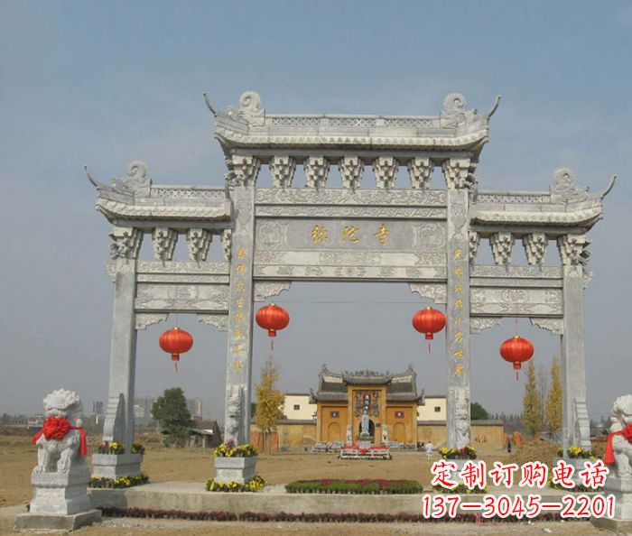 无锡道路三门牌坊石雕_2