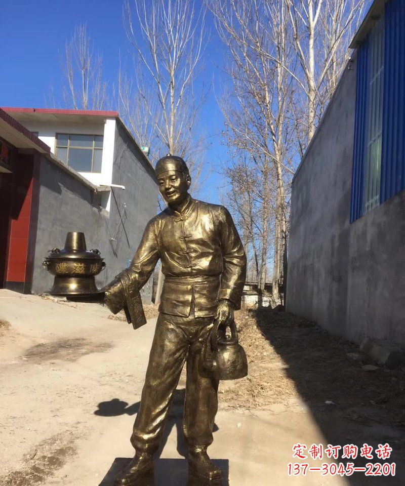 无锡店小二铜雕火锅人物定制