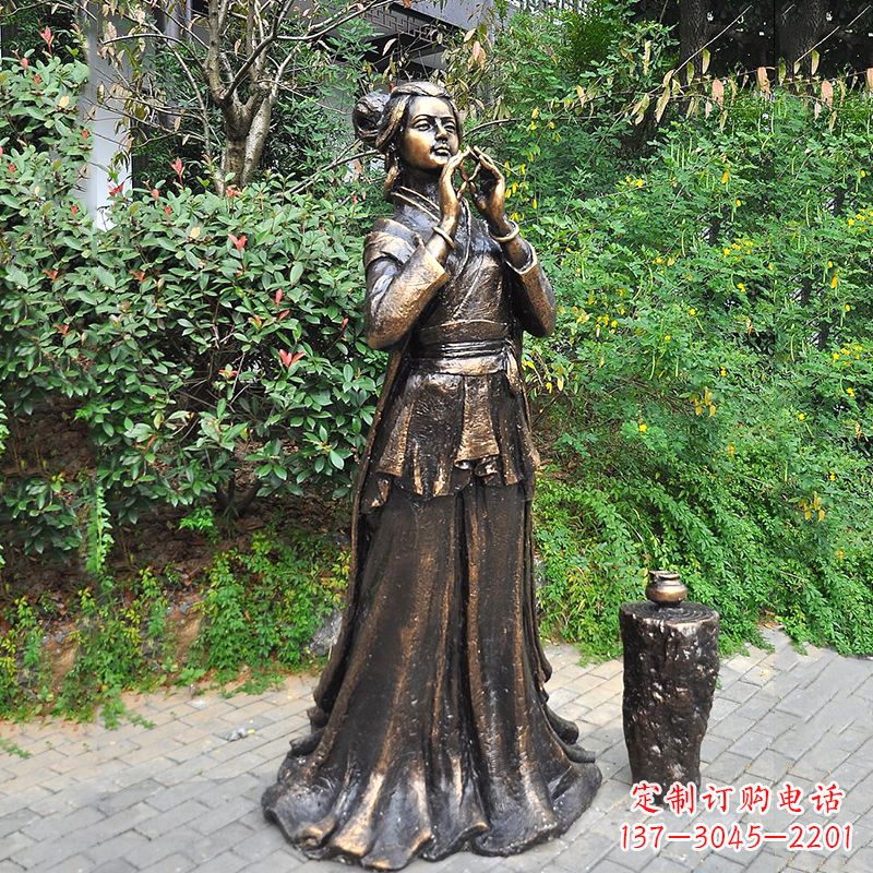 无锡貂蝉铜雕塑像-公园古代美女人物雕塑