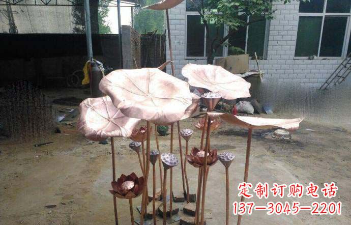 无锡锻铜荷花荷叶莲蓬雕塑