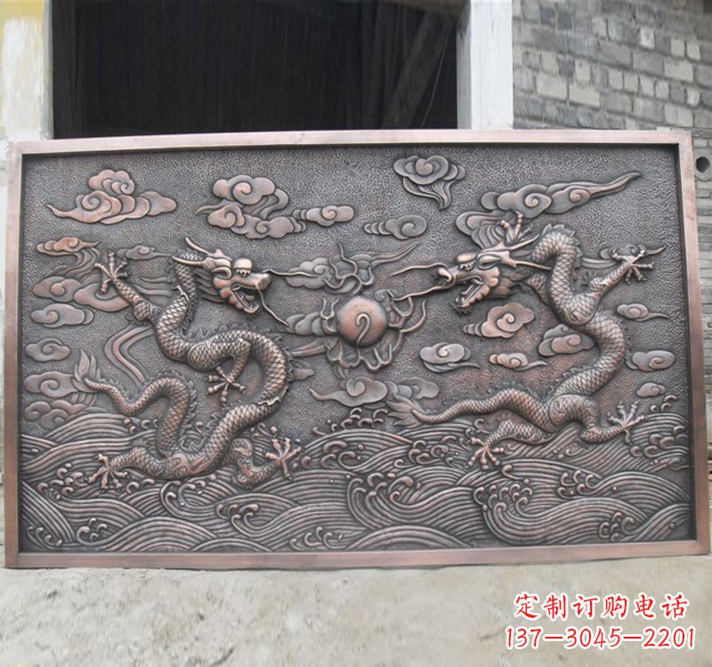 无锡锻铜双龙戏珠浮雕雕塑