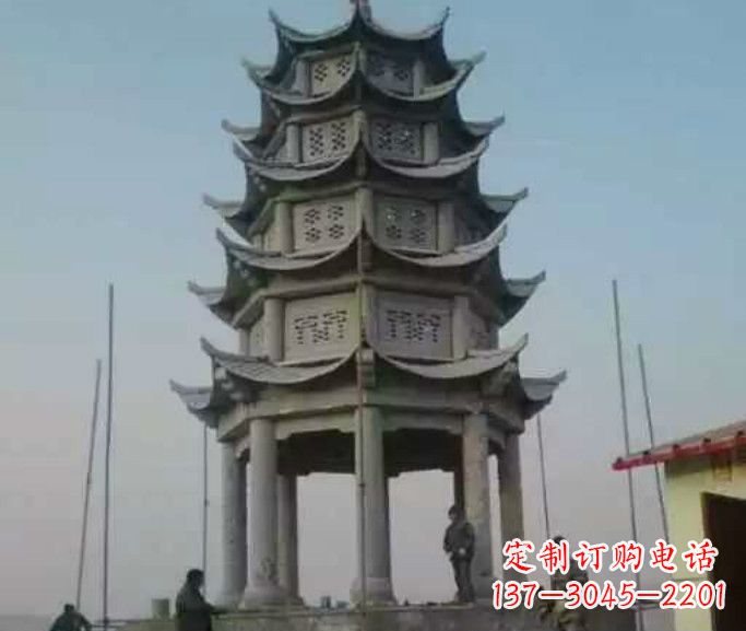 无锡精美绝伦的多层凉亭石雕