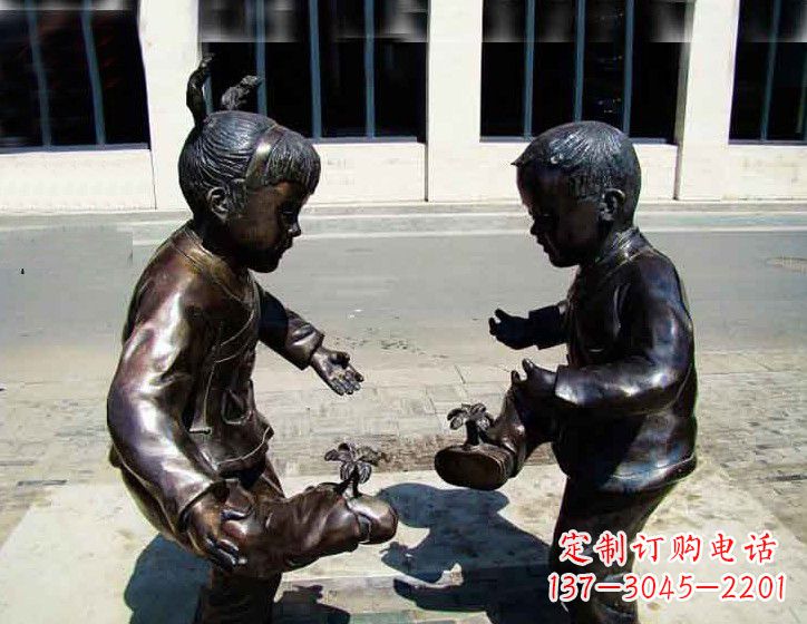 无锡儿童斗鸡铜雕
