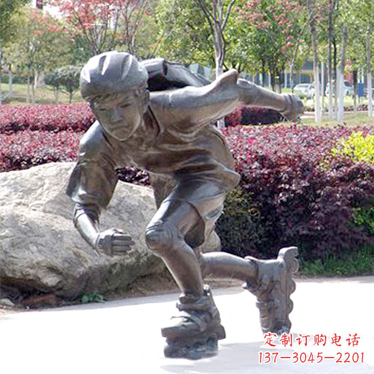 无锡精致童话,铜雕刻儿童滑旱冰园人物情景