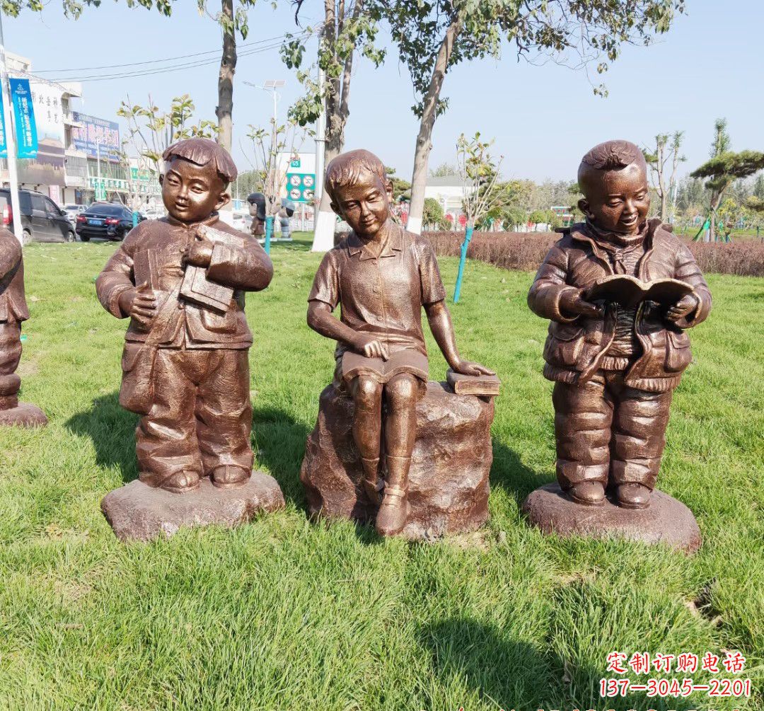 无锡优质铜雕 儿童看书人物