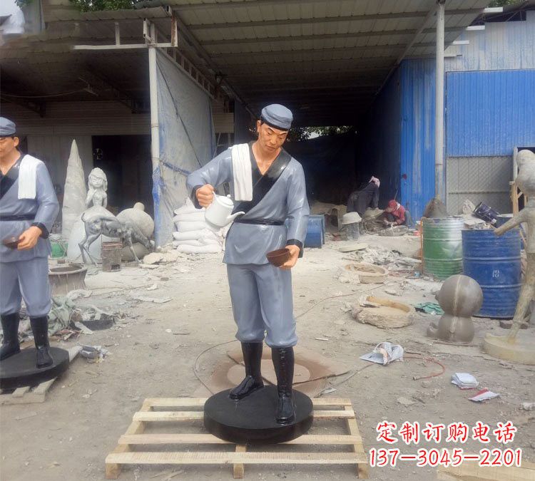 无锡铝合金仿真店小二雕塑