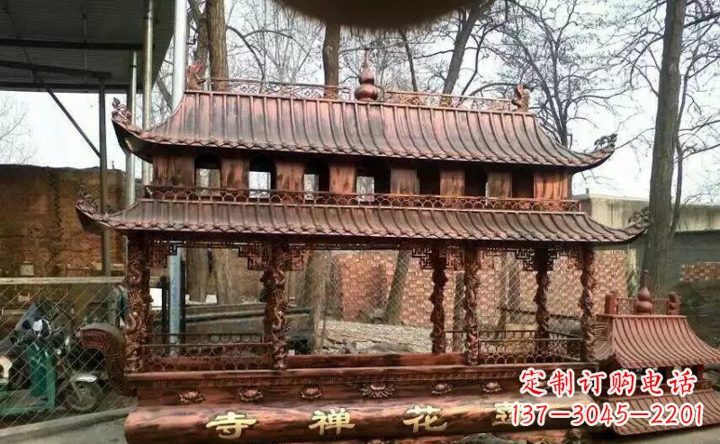 无锡方形寺庙香炉铜雕 (5)