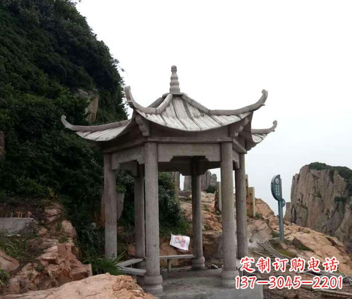 无锡仿古六角凉亭石雕 (7)