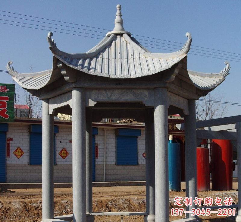 无锡仿古六角凉亭石雕 (6)