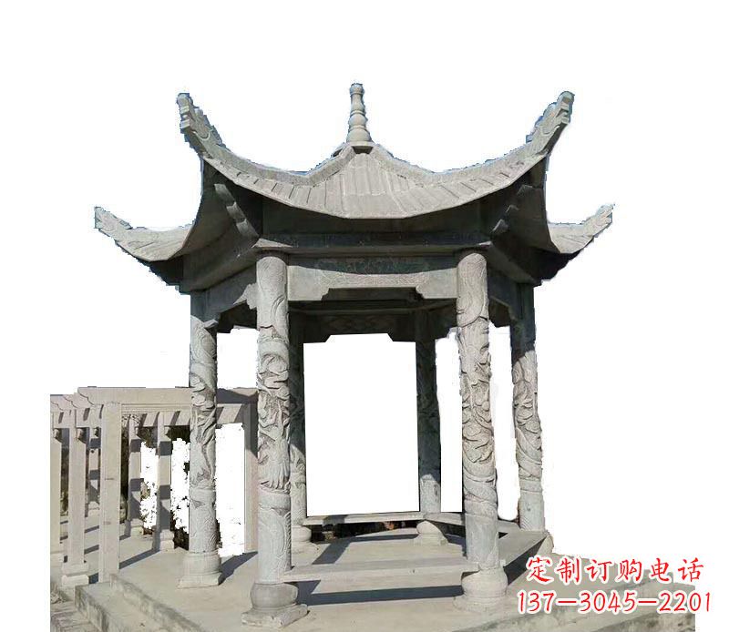 无锡仿古六角凉亭石雕 (10)