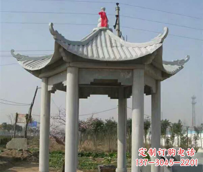 无锡仿古六角凉亭石雕 (9)