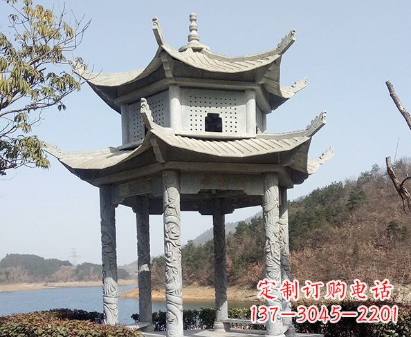 无锡仿古六角双层凉亭石雕