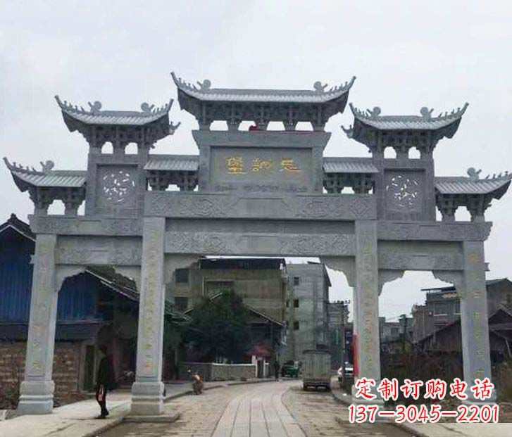 无锡仿古三门五楼牌坊石雕