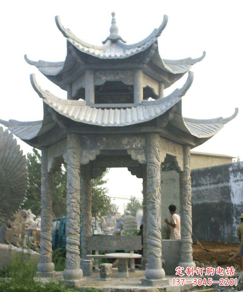 无锡传统工艺石雕凉亭,精美细致,给你温馨家园