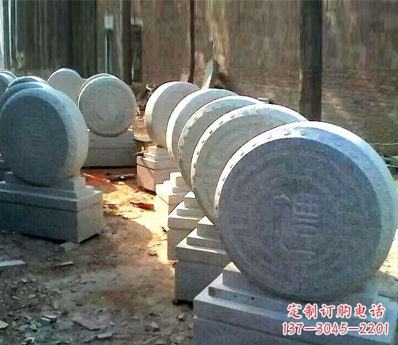 无锡仿古石门墩招财抱鼓石石雕 (2)
