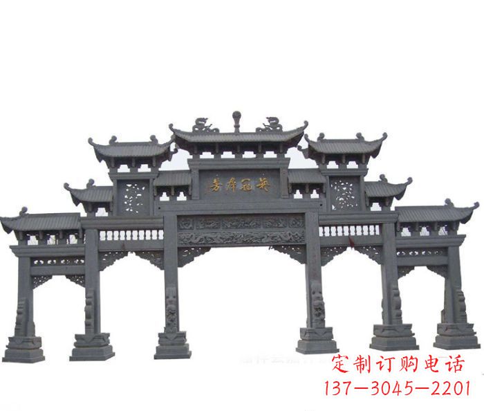 无锡仿古五门牌坊石雕