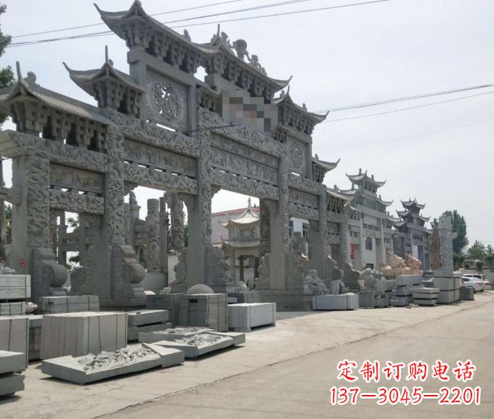 无锡仿古五门石雕牌坊