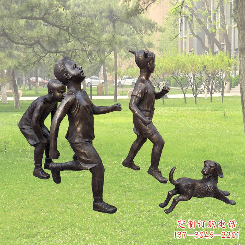 无锡仿铜跑步小孩雕塑