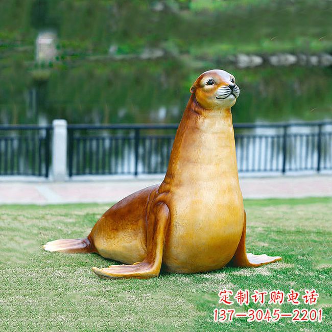 无锡仿真海豹玻璃钢海洋动物雕塑-园林水景动物摆件