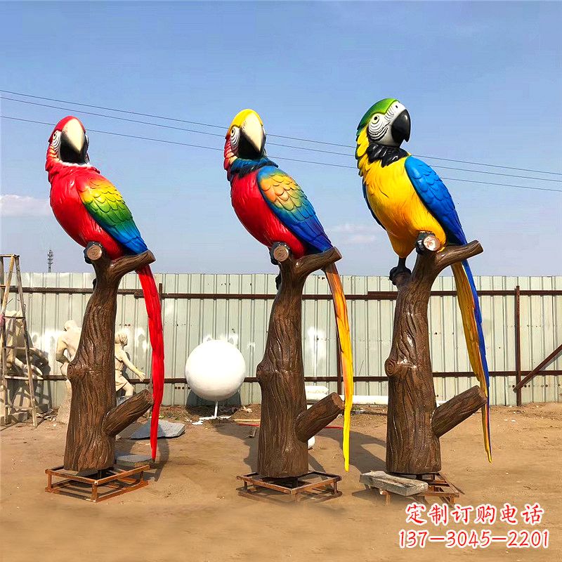 无锡仿真鹦鹉玻璃钢景观雕塑