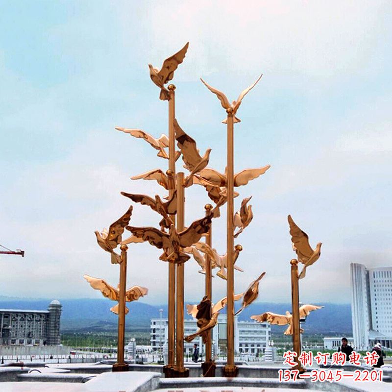 无锡中领雕塑传承祥和和平的和平鸽雕塑