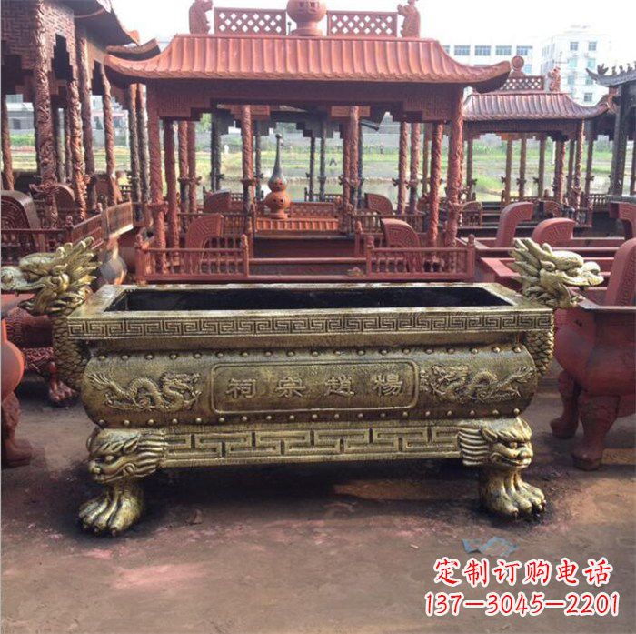 无锡精美麒麟雕塑——浮雕铜香炉