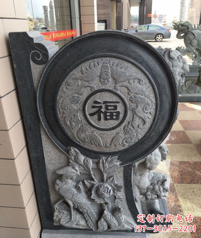 无锡福字抱鼓石招财石门墩