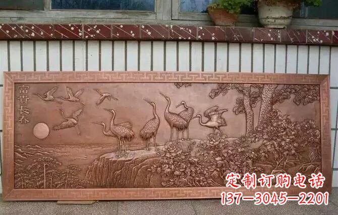 无锡富贵仙鹤浮雕锻铜雕塑