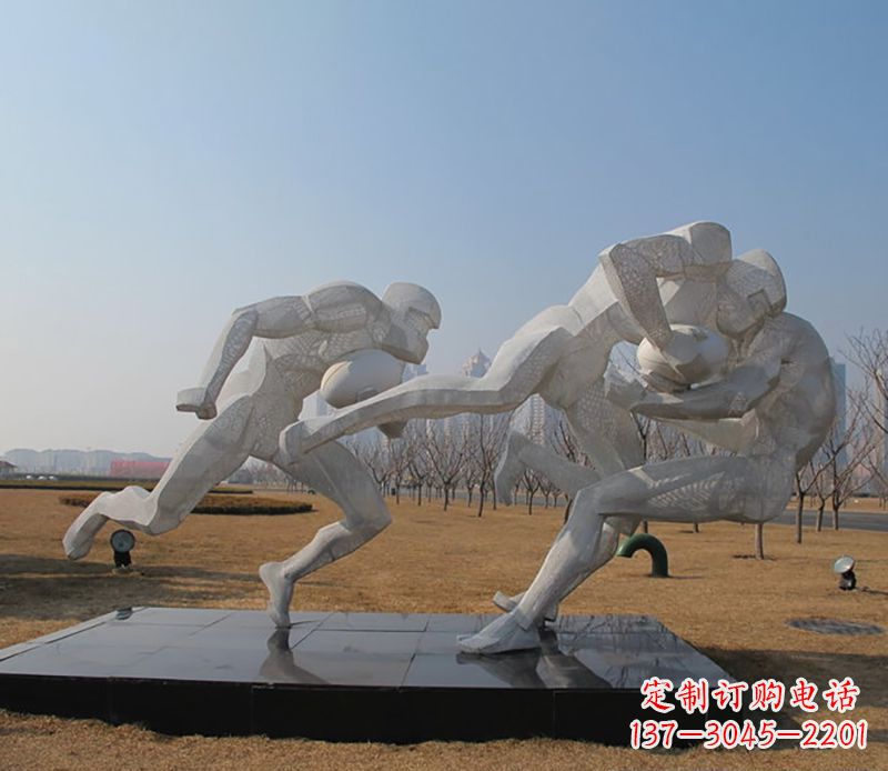 无锡不锈钢橄榄球体育雕塑