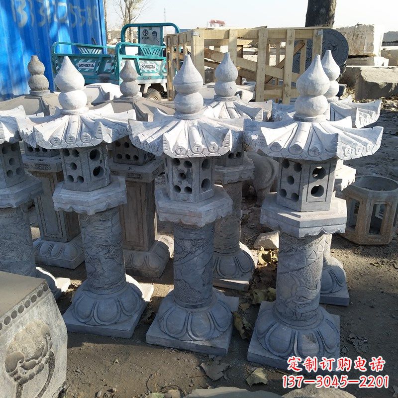 无锡高墩青石中式灯笼雕塑