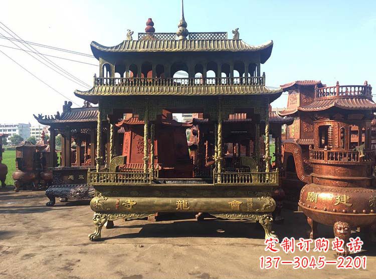 无锡高浮雕螭龙纹铜香炉