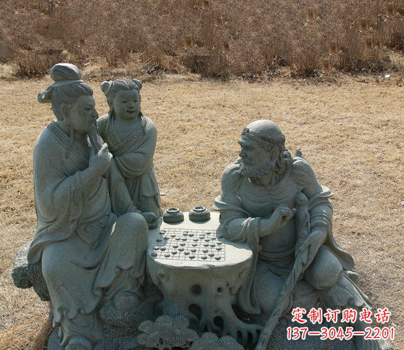无锡公园八仙下棋小品铜雕