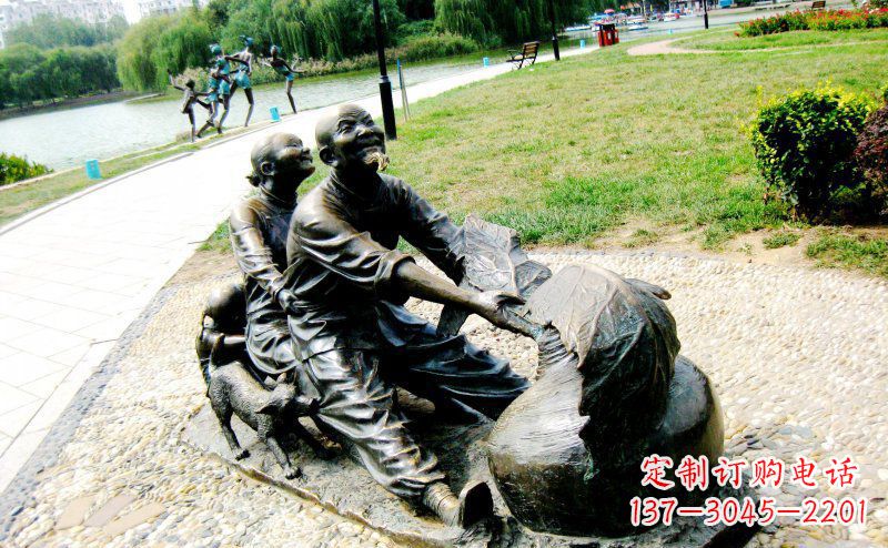 无锡公园拔萝卜小品人物铜雕