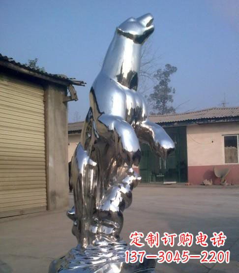 无锡公园不锈钢抽象北极熊动物雕塑