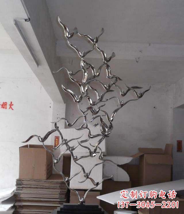 无锡精致工艺 品质卓越 公园不锈钢抽象大雁雕塑