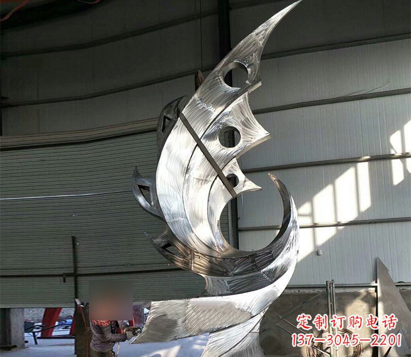 无锡公园不锈钢抽象凤凰景观雕塑 (3)