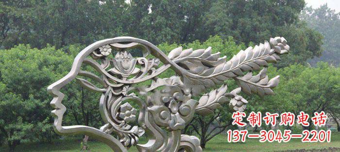 无锡铸造不锈钢抽象女孩头像雕塑
